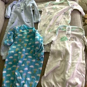 Carter, Gerber, and Gymboree newborn sleeping sacks